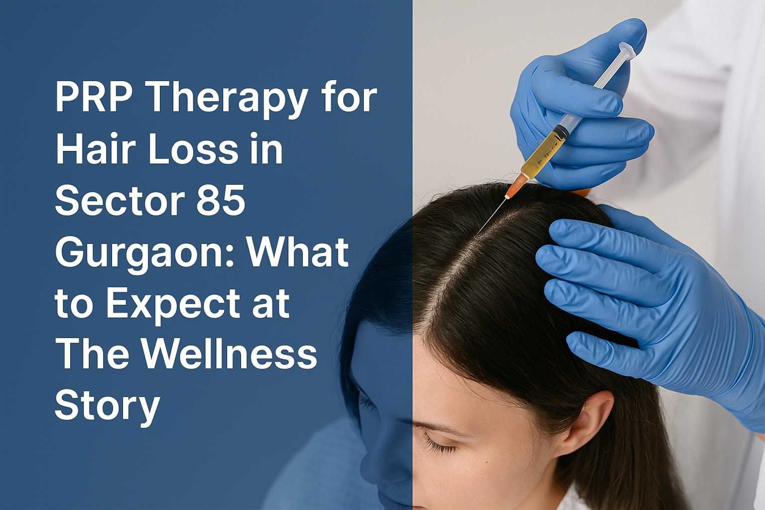 Doctor administering PRP injection on woman's scalp at The Wellness Story in Sector 85 Gurgaon